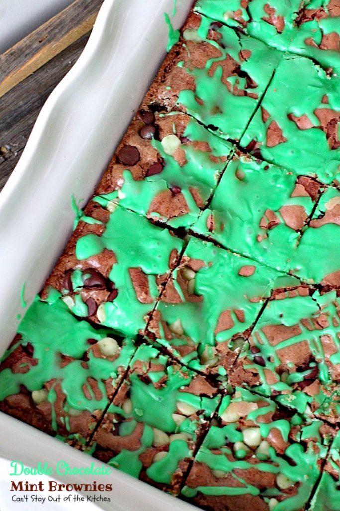 Double Chocolate Mint Brownies | Can't Stay Out of the Kitchen | these fabulous #brownies have double the #chocolate and mint flavor & are great to make for #Christmas or #St.Patrick'sDay. #dessert