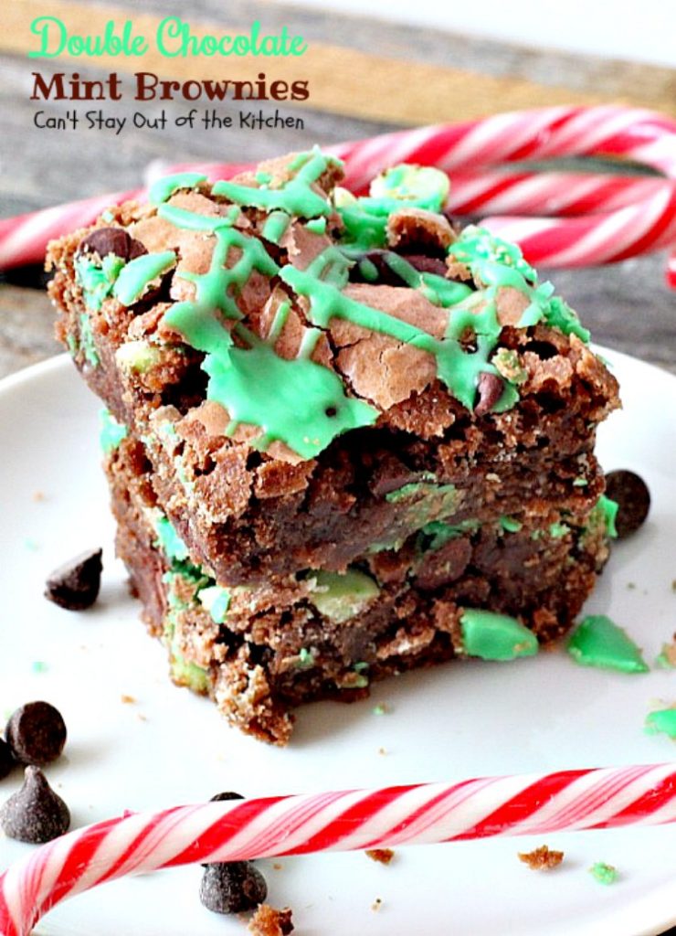 Double Chocolate Mint Brownies | Can't Stay Out of the Kitchen | these fabulous #brownies have double the #chocolate and mint flavor & are great to make for #Christmas or #St.Patrick'sDay. #dessert
