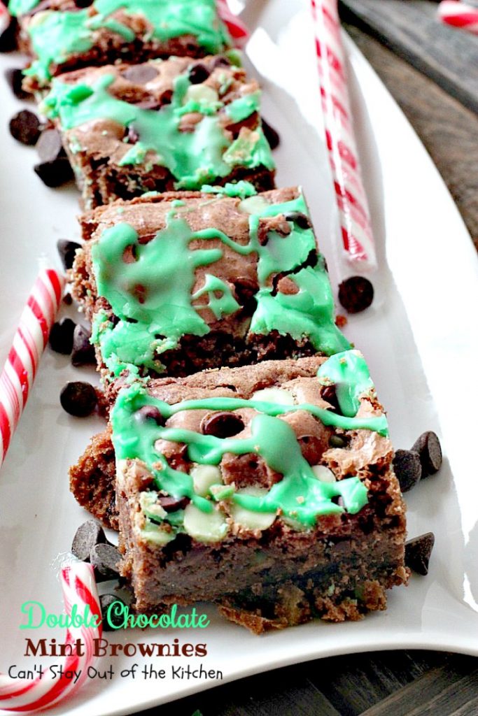 Double Chocolate Mint Brownies | Can't Stay Out of the Kitchen | these fabulous #brownies have double the #chocolate and mint flavor & are great to make for #Christmas or #St.Patrick'sDay. #dessert