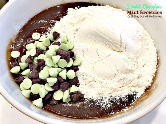 Double Chocolate Mint Brownies | Can't Stay Out of the Kitchen | these fabulous #brownies have double the #chocolate and mint flavor & are great to make for #Christmas or #St.Patrick'sDay. #dessert