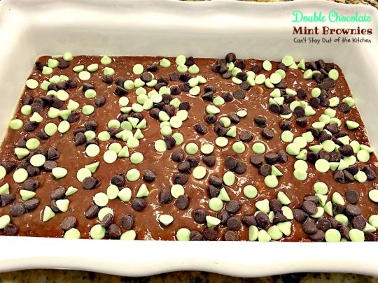 Double Chocolate Mint Brownies | Can't Stay Out of the Kitchen | these fabulous #brownies have double the #chocolate and mint flavor & are great to make for #Christmas or #St.Patrick'sDay. #dessert