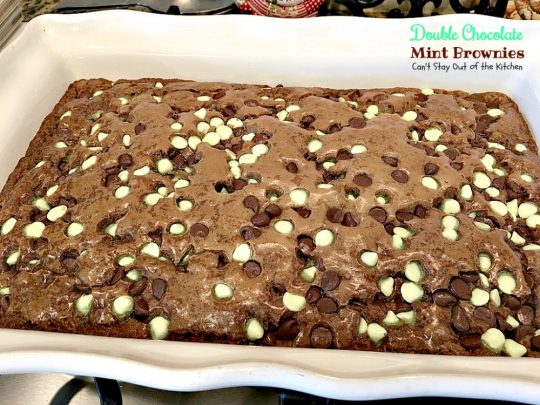 Double Chocolate Mint Brownies | Can't Stay Out of the Kitchen | these fabulous #brownies have double the #chocolate and mint flavor & are great to make for #Christmas or #St.Patrick'sDay. #dessert