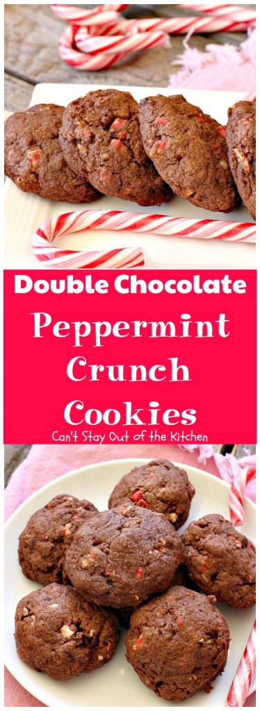 Double Chocolate Peppermint Crunch Cookies | Can't Stay Out of the Kitchen | these #chocolate #cookies are amazing. #Andes #peppermint baking chips add delightful flavor. Great for #holiday baking. #dessert