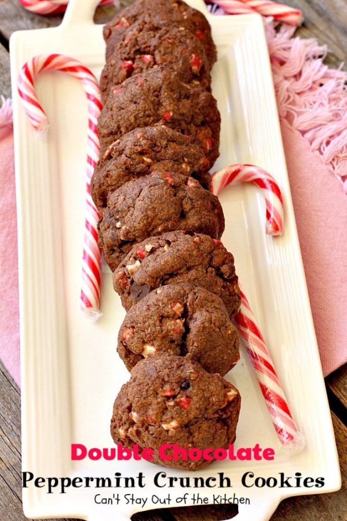 Double Chocolate Peppermint Crunch Cookies | Can't Stay Out of the Kitchen | these #chocolate #cookies are amazing. #Andes #peppermint baking chips add delightful flavor. Great for #holiday baking. #dessert