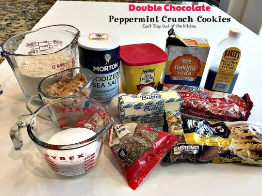 Double Chocolate Peppermint Crunch Cookies | Can't Stay Out of the Kitchen | these #chocolate #cookies are amazing. #Andes #peppermint baking chips add delightful flavor. Great for #holiday baking. #dessert