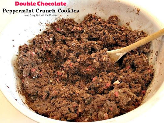Double Chocolate Peppermint Crunch Cookies | Can't Stay Out of the Kitchen | these #chocolate #cookies are amazing. #Andes #peppermint baking chips add delightful flavor. Great for #holiday baking. #dessert