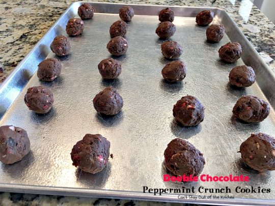 Double Chocolate Peppermint Crunch Cookies | Can't Stay Out of the Kitchen | these #chocolate #cookies are amazing. #Andes #peppermint baking chips add delightful flavor. Great for #holiday baking. #dessert