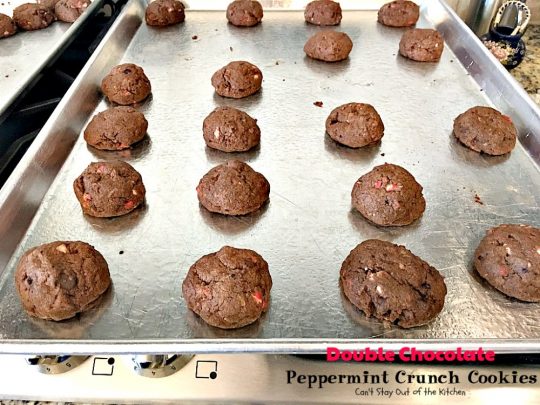 Double Chocolate Peppermint Crunch Cookies | Can't Stay Out of the Kitchen | these #chocolate #cookies are amazing. #Andes #peppermint baking chips add delightful flavor. Great for #holiday baking. #dessert