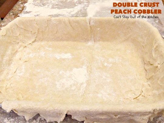 Double Crust Peach Cobbler | Can't Stay Out of the Kitchen | this heavenly #peachcobbler will have you drooling! Make with fresh or canned #peaches. Perfect #dessert for summer.