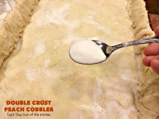 Double Crust Peach Cobbler | Can't Stay Out of the Kitchen | this heavenly #peachcobbler will have you drooling! Make with fresh or canned #peaches. Perfect #dessert for summer.