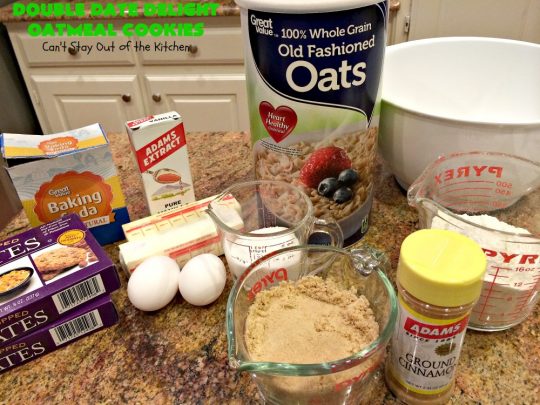 Double Date Delight Oatmeal Cookies | Can't Stay Out of the Kitchen | these fantastic #OatmealCookies are delightful indeed! They're chocked full of #dates & #oatmeal making them doubly delicious. Perfect for #fall or #HolidayBaking, #tailgating parties or potlucks. #dessert #DateOatmealCookies #DoubleDateDelightOatmealCookies #cookies #ChristmasCookieExchange