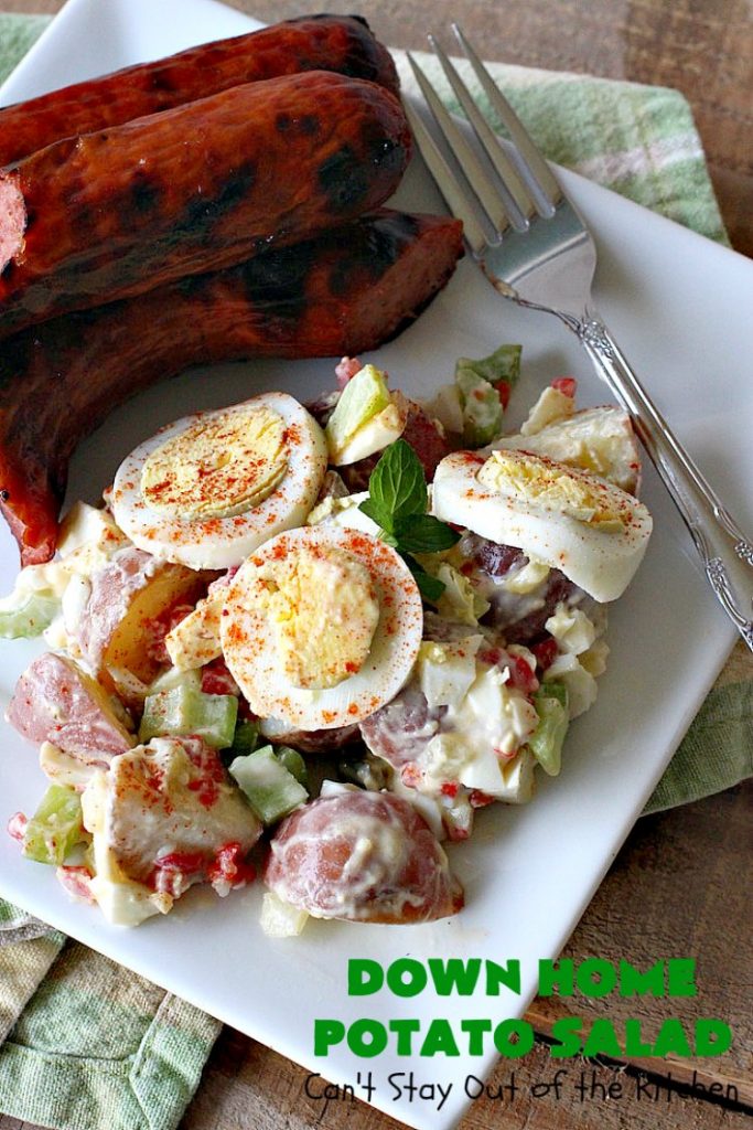 Down Home Potato Salad | Can't Stay Out of the Kitchen | Wow your family with this Best #PotatoSalad #Recipe ever! This is so mouthwatering & delicious. It's not like so many drab #Potato #Salad recipes with very little flavor & less ingredients. Terrific for #tailgating parties, potlucks, backyard BBQs & Family Reunions. #GlutenFree #eggs #holiday #DownHomePotatoSalad #MemorialDay #LaborDay #FourthOfJuly