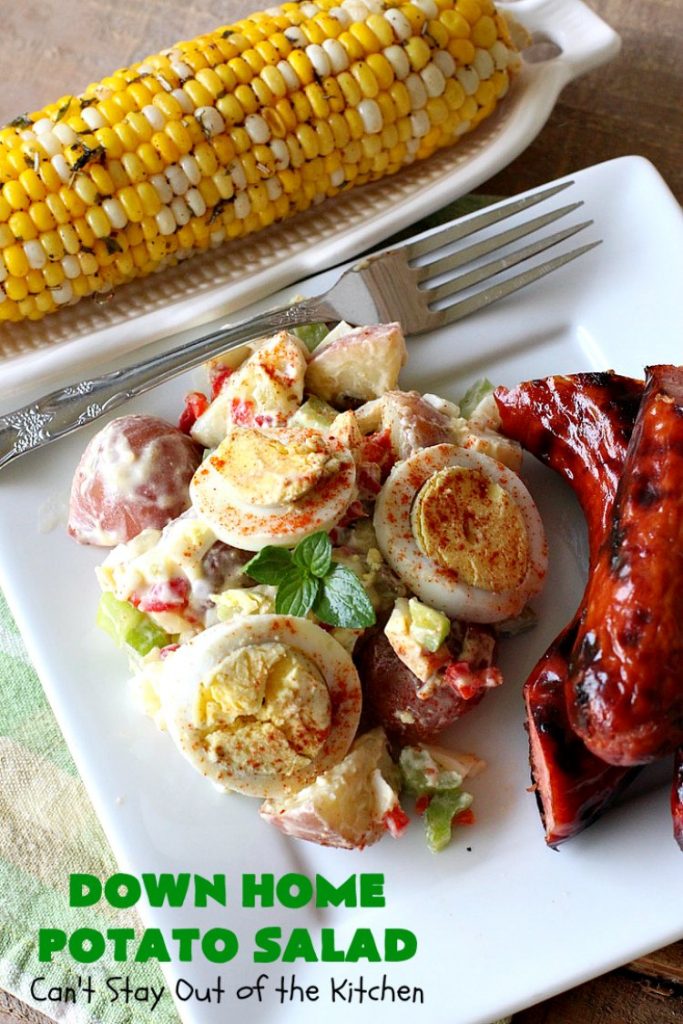 Down Home Potato Salad | Can't Stay Out of the Kitchen | Wow your family with this Best #PotatoSalad #Recipe ever! This is so mouthwatering & delicious. It's not like so many drab #Potato #Salad recipes with very little flavor & less ingredients. Terrific for #tailgating parties, potlucks, backyard BBQs & Family Reunions. #GlutenFree #eggs #holiday #DownHomePotatoSalad #MemorialDay #LaborDay #FourthOfJuly