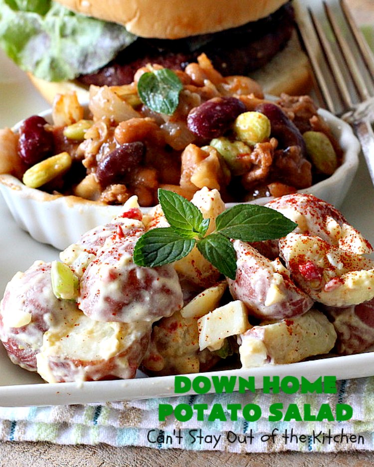 Down Home Potato Salad | Can't Stay Out of the Kitchen | Wow your family with this Best #PotatoSalad #Recipe ever! This is so mouthwatering & delicious. It's not like so many drab #Potato #Salad recipes with very little flavor & less ingredients. Terrific for #tailgating parties, potlucks, backyard BBQs & Family Reunions. #GlutenFree #eggs #holiday #DownHomePotatoSalad #MemorialDay #LaborDay #FourthOfJuly
