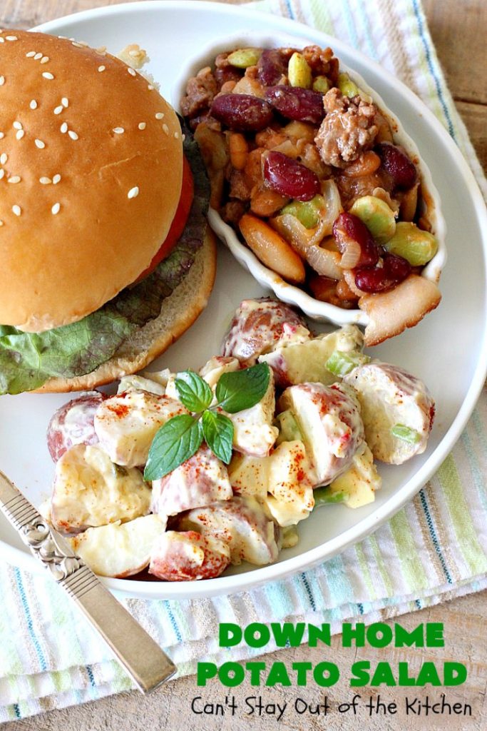 Down Home Potato Salad | Can't Stay Out of the Kitchen | Wow your family with this Best #PotatoSalad #Recipe ever! This is so mouthwatering & delicious. It's not like so many drab #Potato #Salad recipes with very little flavor & less ingredients. Terrific for #tailgating parties, potlucks, backyard BBQs & Family Reunions. #GlutenFree #eggs #holiday #DownHomePotatoSalad #MemorialDay #LaborDay #FourthOfJuly