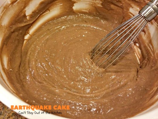 Earthquake Cake | Can't Stay Out of the Kitchen | this spectacular #cake has both #chocolate & #cheesecake layers that "explode" like a volcano while baking. Most amazing #dessert ever! Perfect for #ValentinesDay & other special occasions.