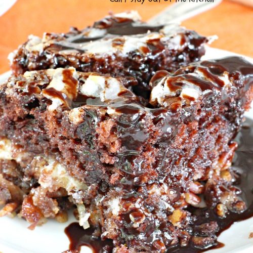 Earthquake Cake | Can't Stay Out of the Kitchen | this spectacular #cake has both #chocolate & #cheesecake layers that "explode" like a volcano while baking. Most amazing #dessert ever! Perfect for #ValentinesDay & other special occasions.