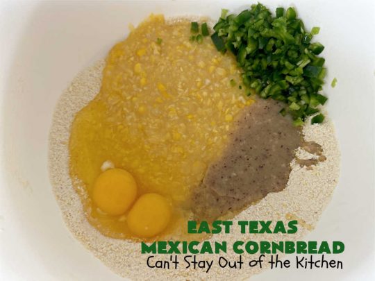 East Texas Mexican Cornbread | Can't Stay Out of the Kitchen | this fantastic layered #cornbread has a #GroundBeef layer in the middle that includes #CheddarCheese. The #cornbread layers include #CreamedCorn & #JalapeñoPeppers. Great for any #TexMex meal especially when served hot right out of the oven! #CincoDeMayo #Mexican #EastTexas #MexicanCornbread #EastTexasMexicanCornbread