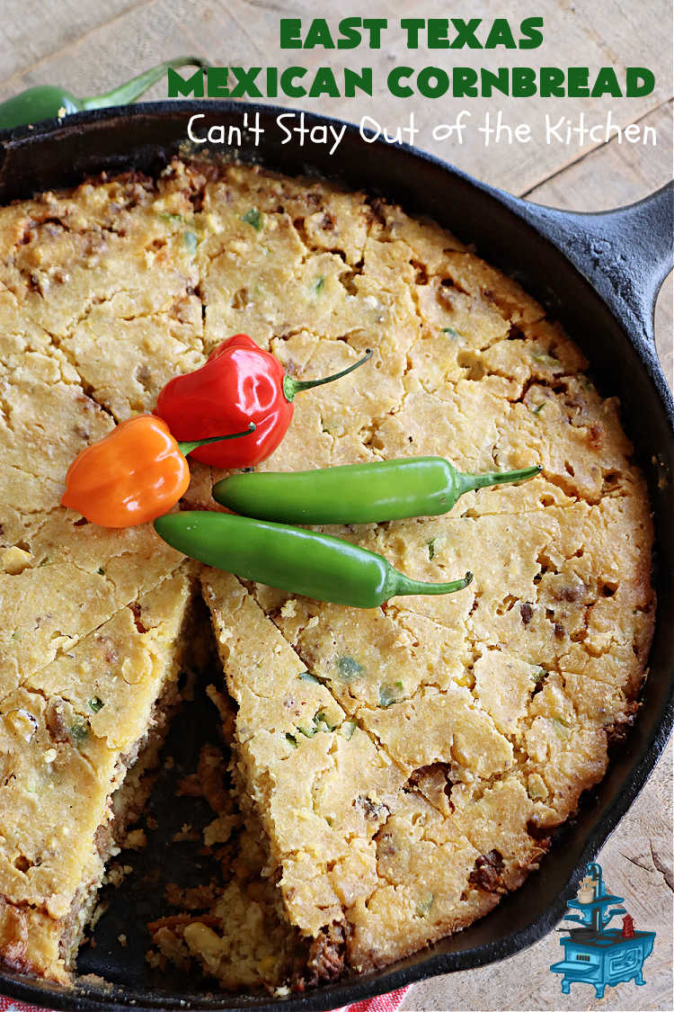 East Texas Mexican Cornbread | Can't Stay Out of the Kitchen | this fantastic layered #cornbread has a #GroundBeef layer in the middle that includes #CheddarCheese. The #cornbread layers include #CreamedCorn & #JalapeñoPeppers. Great for any #TexMex meal especially when served hot right out of the oven! #CincoDeMayo #Mexican #EastTexas #MexicanCornbread #EastTexasMexicanCornbread