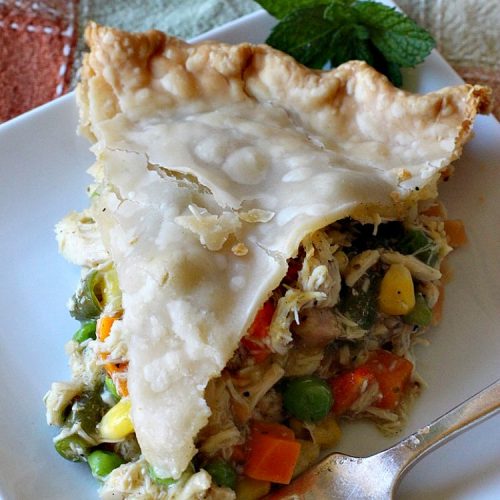 Easy Chicken Pot Pie | Can't Stay Out of the Kitchen | this delightful #GooseberryPatch #recipe uses only 7 ingredients! It takes 10 minutes to prepare & 45 minutes to bake. Perfect for company or #holiday dinners. Easiest #ChickenPotPie you'll ever make. #PotPie #EasyChickenPotPie #Chicken