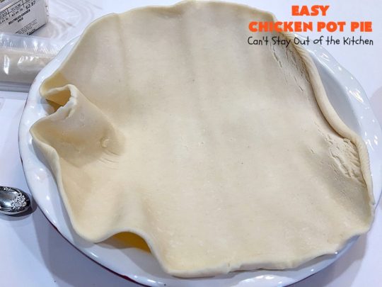 Easy Chicken Pot Pie | Can't Stay Out of the Kitchen | this delightful #GooseberryPatch #recipe uses only 7 ingredients! It takes 10 minutes to prepare & 45 minutes to bake. Perfect for company or #holiday dinners. Easiest #ChickenPotPie you'll ever make. #PotPie #EasyChickenPotPie #Chicken