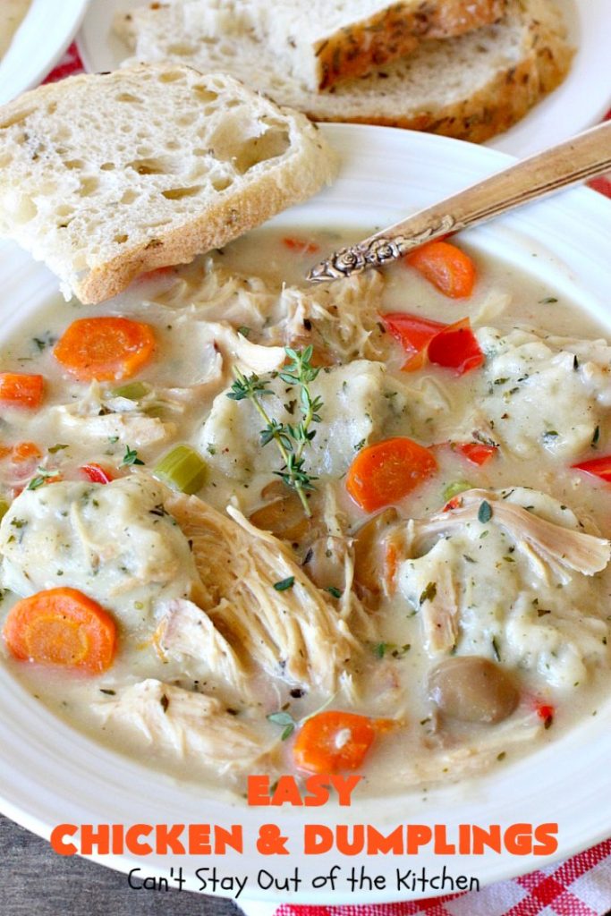 Easy Chicken and Dumplings | Can't Stay Out of the Kitchen | this #chicken #soup is absolutely fantastic. We drooled over every bite. So warm, comforting and perfect for winter. I made #glutenfree #dumplings but you can make regular flour dumplings if you prefer.