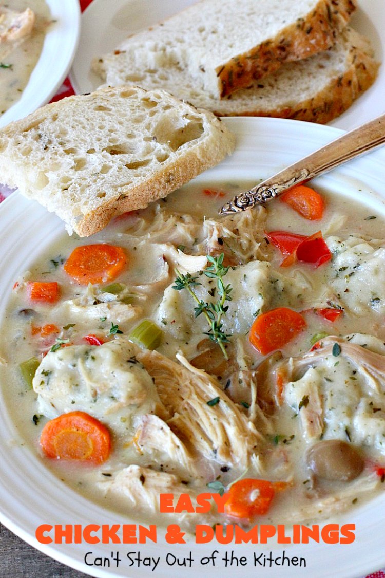 Easy Chicken and Dumplings | Can't Stay Out of the Kitchen | this #chicken #soup is absolutely fantastic. We drooled over every bite. So warm, comforting and perfect for winter. I made #glutenfree #dumplings but you can make regular flour dumplings if you prefer.