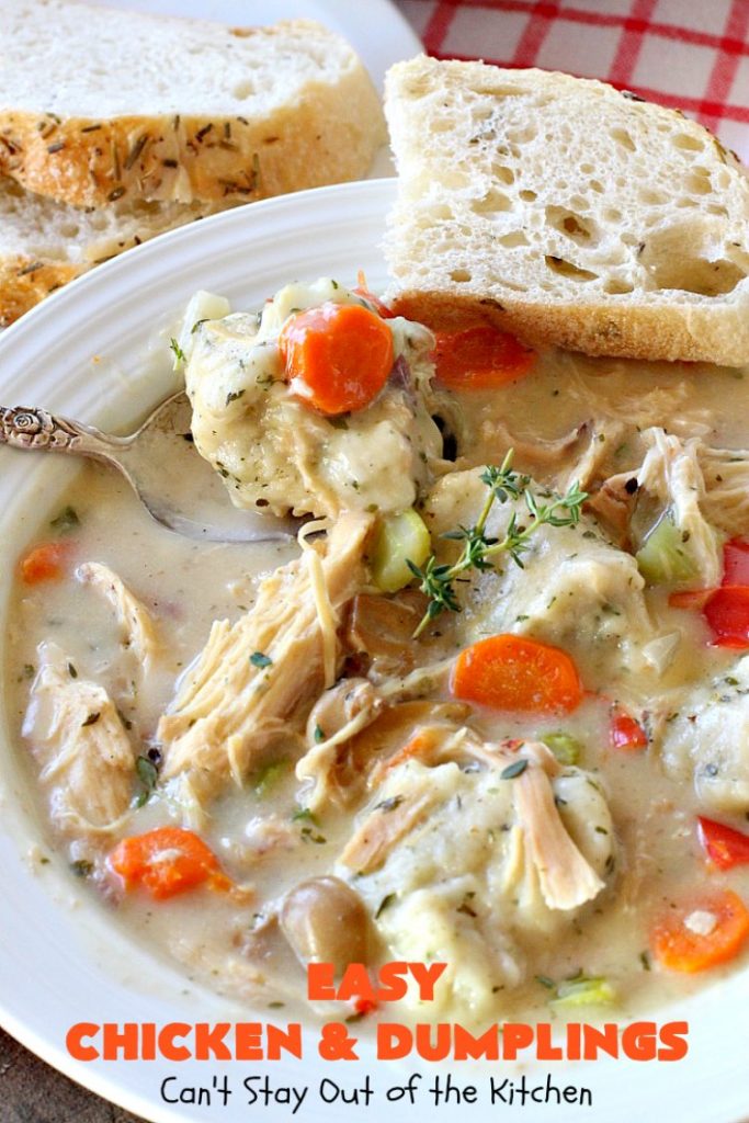 Easy Chicken and Dumplings | Can't Stay Out of the Kitchen | this #chicken #soup is absolutely fantastic. We drooled over every bite. So warm, comforting and perfect for winter. I made #glutenfree #dumplings but you can make regular flour dumplings if you prefer.