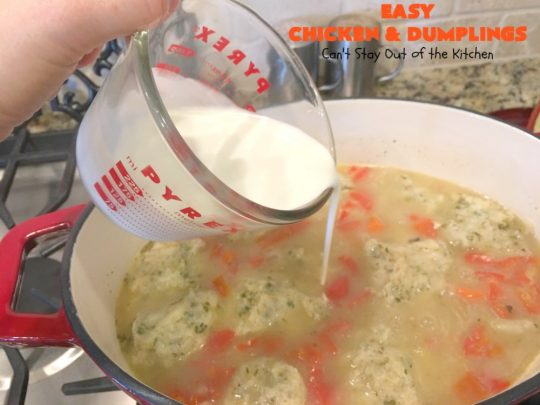 Easy Chicken and Dumplings | Can't Stay Out of the Kitchen | this #chicken #soup is absolutely fantastic. We drooled over every bite. So warm, comforting and perfect for winter. I made #glutenfree #dumplings but you can make regular flour dumplings if you prefer.