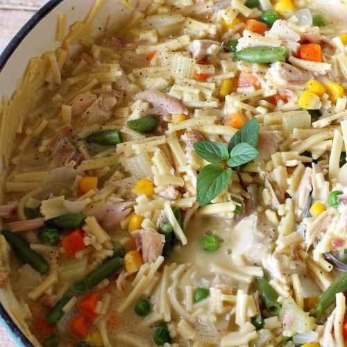 Easy Chicken and Noodles | Can't Stay Out of the Kitchen | This amazing #ChickenAndNoodles #recipe is irresistible & mouthwatering comfort food. Can be made for weeknight dinners in less than 30 minutes! #chicken #noodles #soup #EasyChickenAndNoodles