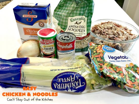 Easy Chicken and Noodles | Can't Stay Out of the Kitchen | This amazing #ChickenAndNoodles #recipe is irresistible & mouthwatering comfort food. Can be made for weeknight dinners in less than 30 minutes! #chicken #noodles #soup #EasyChickenAndNoodles