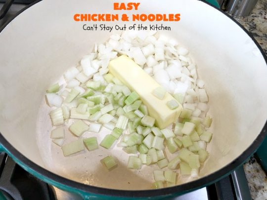 Easy Chicken and Noodles | Can't Stay Out of the Kitchen | This amazing #ChickenAndNoodles #recipe is irresistible & mouthwatering comfort food. Can be made for weeknight dinners in less than 30 minutes! #chicken #noodles #soup #EasyChickenAndNoodles
