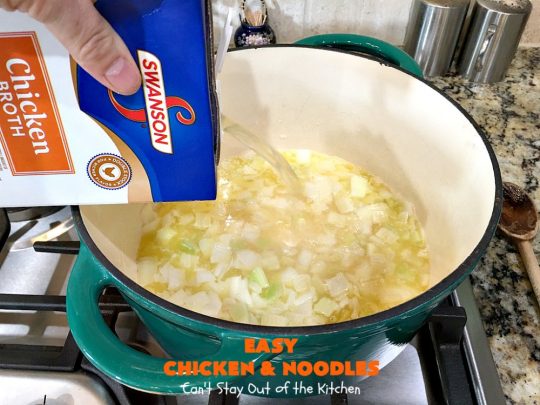 Easy Chicken and Noodles | Can't Stay Out of the Kitchen | This amazing #ChickenAndNoodles #recipe is irresistible & mouthwatering comfort food. Can be made for weeknight dinners in less than 30 minutes! #chicken #noodles #soup #EasyChickenAndNoodles