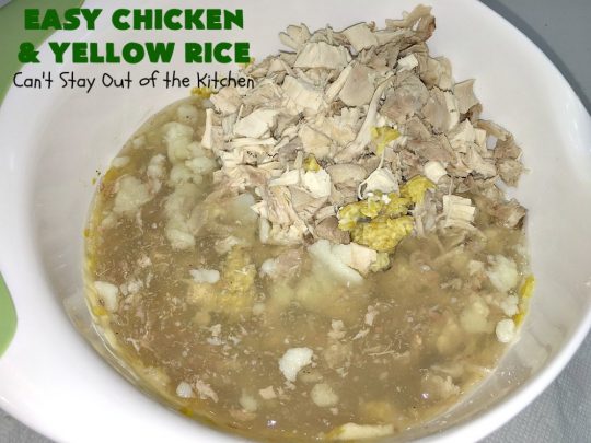 Easy Chicken and Yellow Rice | Can't Stay Out of the Kitchen | this easy 5-ingredient #chicken #casserole is fantastic. It's marvelous for weeknight dinners since it can be oven ready in 5 minutes! Our company loved this delicious main dish. #rice #YellowRice #mushrooms #EasyChickenAndYellowRice