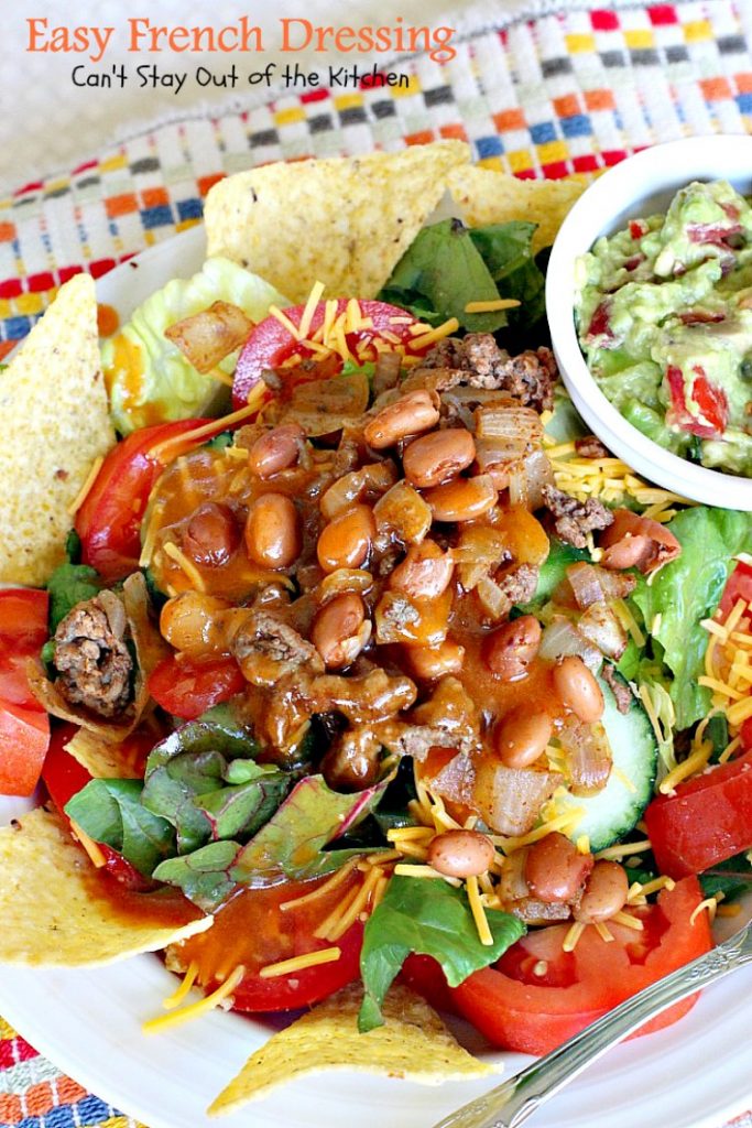 Easy French Dressing | Can't Stay Out of the Kitchen | quick & easy #saladdressing that's made in the blender. This one's made with #tomatosoup.