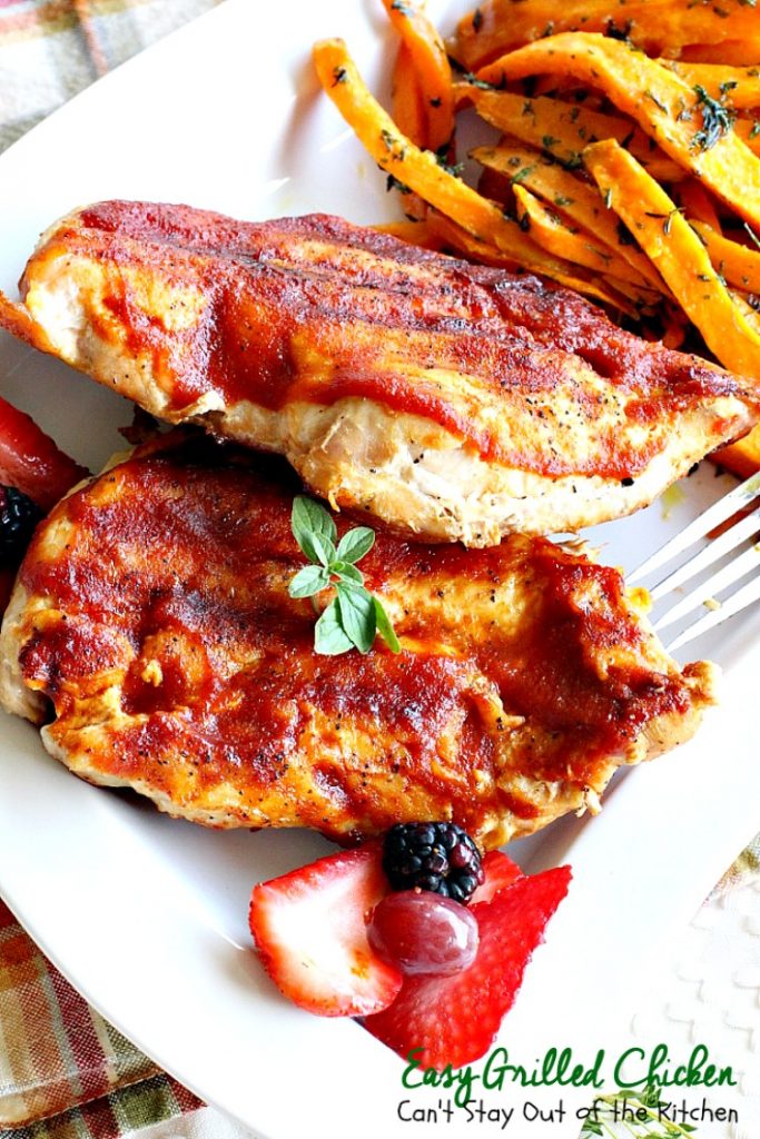 Easy Grilled Chicken | Can't Stay Out of the Kitchen | Easy & delicious 3-ingredient #chicken entree with a homemade #BBQ sauce. #glutenfree