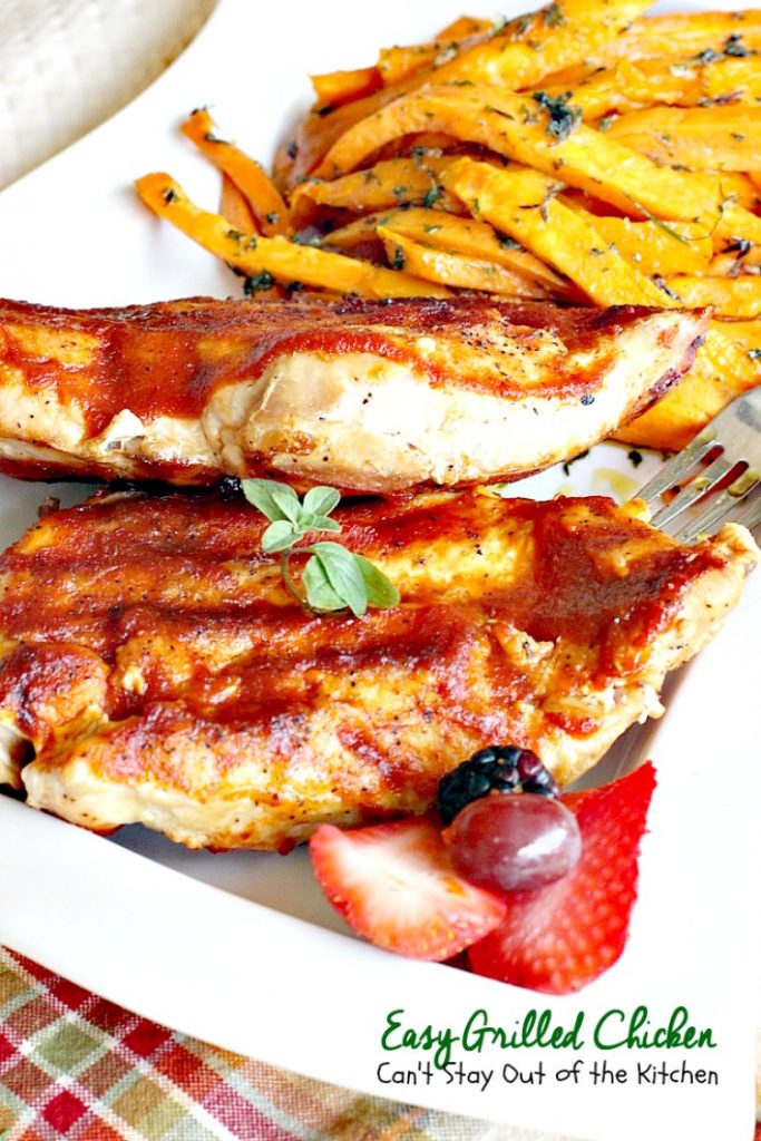 Easy Grilled Chicken | Can't Stay Out of the Kitchen | Easy & delicious 3-ingredient #chicken entree with a homemade #BBQ sauce. #glutenfree
