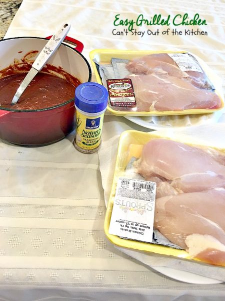 Easy Grilled Chicken | Can't Stay Out of the Kitchen | Easy & delicious 3-ingredient #chicken entree with a homemade #BBQ sauce. #glutenfree