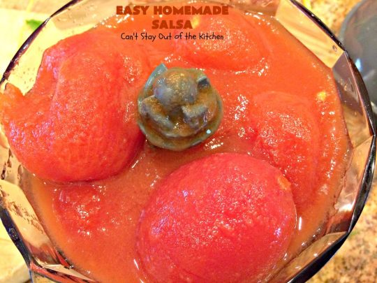 Easy Homemade Salsa | Can't Stay Out of the Kitchen | This incredibly delicious and easy 5-ingredient #salsa is terrific for any party. It's always a hit with everyone! #appetizer #TexMex #vegan #glutenfree