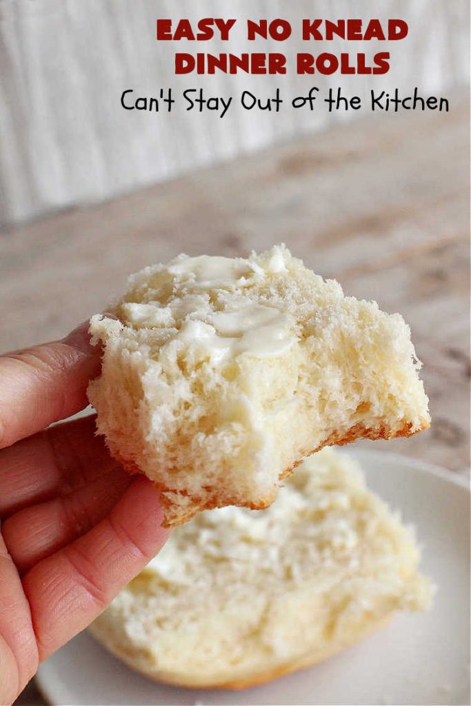 Easy No Knead Dinner Rolls | Can't Stay Out of the Kitchen | this incredibly easy 6-ingredient #recipe is the best #DinnerRoll recipe ever! The dough is kneaded in the #breadmaker so there's no kneading or stirring! If your family enjoys dinner rolls this is the perfect recipe for family, company or #holiday dinners. Everyone will rave over them and beg you to make them again! #bread #HolidaySideDish #NoKneadDinnerRolls #EasyNoKneadDinnerRolls #HolidayDinnerRolls #CompanyDinnerRolls