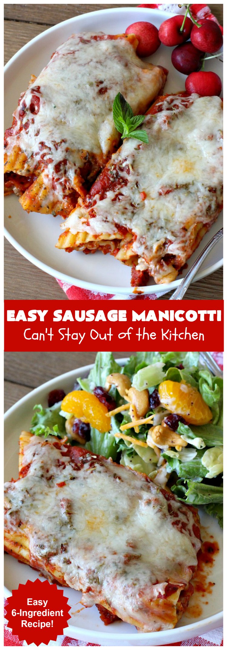 Easy Sausage Manicotti | Can't Stay Out of the Kitchen | this easy 6-ingredient #recipe is fantastic. If you enjoy #pasta this one uses #ItalianSausage, #RicottaCheese & #MozzarellaCheese. Kid-friendly & family approved! #manicotti #EasySausageManicotti