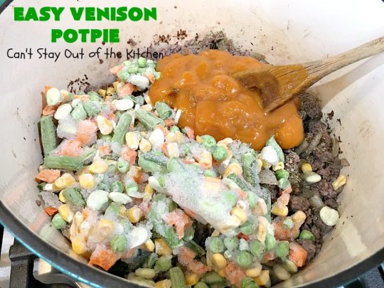 Easy Venison Potpie | Can't Stay Out of the Kitchen | this easy #Potpie #recipe will knock your socks off! If you have family members that hunt, this is a fantastic way to use up ground or chunk #venison. #DeerMeat #EasyVenisonPotPie