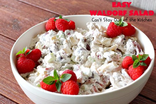 Easy Waldorf Salad | Can't Stay Out of the Kitchen | this luscious #GooseberryPatch #recipe uses #apples, #raisins, #grapes, #celery & #walnuts. This is the perfect #FruitSalad for #Christmas & other #holiday menus. It can be prepared in under 10 minutes. #salad #WaldorfSalad #EasyWaldorfSalad #GlutenFree #HolidaySideDish
