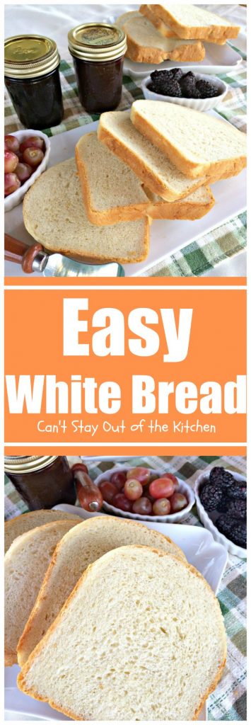Easy White Bread | Can't Stay Out of the Kitchen | this easy homemade #bread recipe is made in the #breadmaker. It makes a delicious 2-pound loaf.