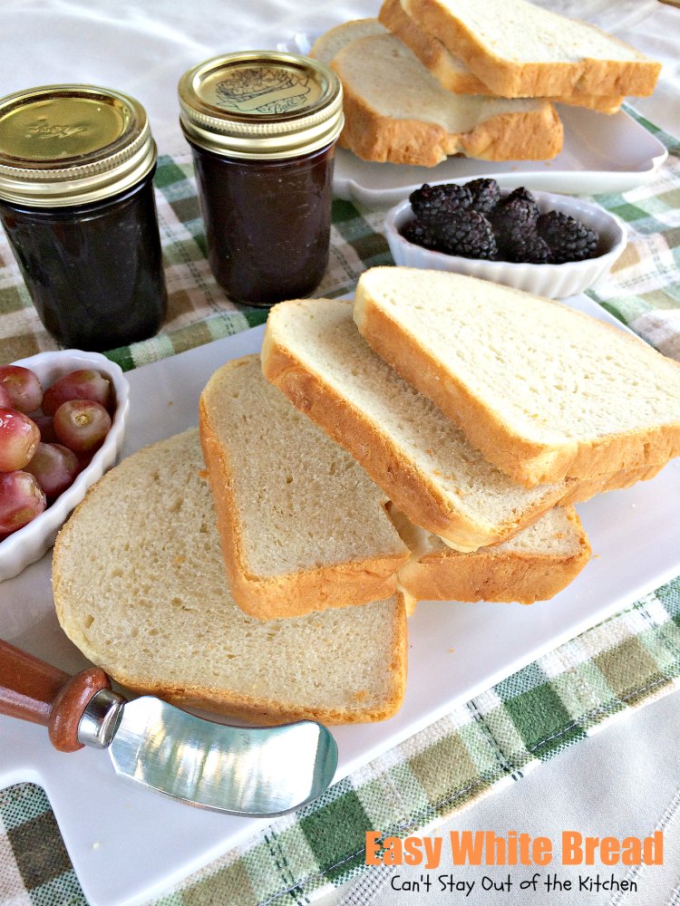 Easy White Bread | Can't Stay Out of the Kitchen | this easy homemade #bread recipe is made in the #breadmaker. It makes a delicious 2-pound loaf.