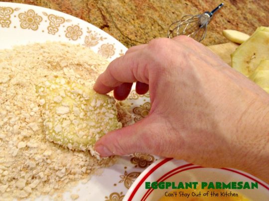 Eggplant Parmesan | Can't Stay Out of the Kitchen | this is my favorite #recipe for #EggplantParmesan. It's absolutely scrumptious & terrific for a side dish or as a main dish for #MeatlessMondays. It's gooey & cheesy from #Parmesan & #MozzarellaCheese. #Italian #ItalianMainDish #eggplant #BestEggplantParmesan