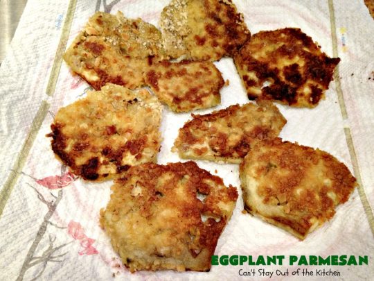 Eggplant Parmesan | Can't Stay Out of the Kitchen | this is my favorite #recipe for #EggplantParmesan. It's absolutely scrumptious & terrific for a side dish or as a main dish for #MeatlessMondays. It's gooey & cheesy from #Parmesan & #MozzarellaCheese. #Italian #ItalianMainDish #eggplant #BestEggplantParmesan