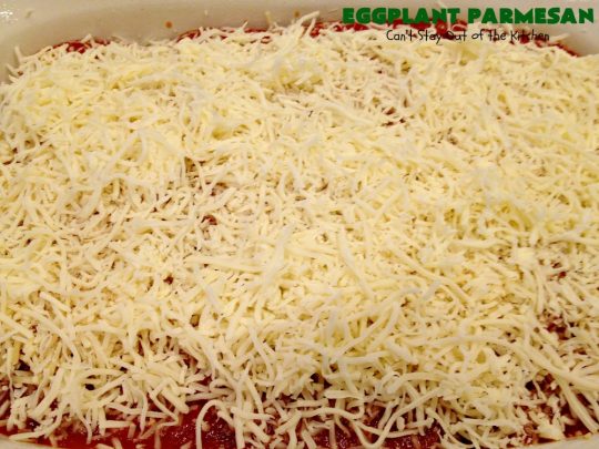 Eggplant Parmesan | Can't Stay Out of the Kitchen | this is my favorite #recipe for #EggplantParmesan. It's absolutely scrumptious & terrific for a side dish or as a main dish for #MeatlessMondays. It's gooey & cheesy from #Parmesan & #MozzarellaCheese. #Italian #ItalianMainDish #eggplant #BestEggplantParmesan
