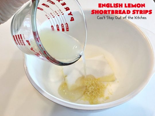 English Lemon Shortbread Strips | Can't Stay Out of the Kitchen | these amazing #lemon bars have a lemony icing to die for. They're terrific for #holiday parties, #Christmas #cookie exchanges or #tailgating. #dessert