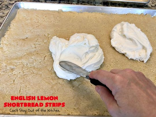 English Lemon Shortbread Strips | Can't Stay Out of the Kitchen | these amazing #lemon bars have a lemony icing to die for. They're terrific for #holiday parties, #Christmas #cookie exchanges or #tailgating. #dessert